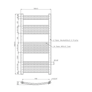 Rinse Curved Bathroom Heated Towel Rail Warmer Radiator Central Heating Chrome - 1000x500mm