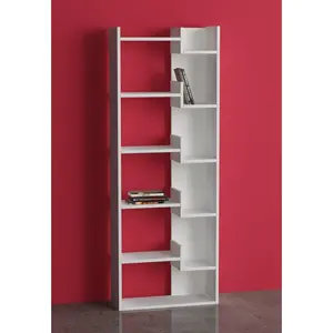 Kara 5-Tier Freestanding Bookcase for Home and Office Storage White / 162" H x 69" W x 22" D