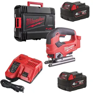 Milwaukee M18FJS FUEL Brushless Jigsaw 18V + X2 4AH M18B4 Battery + Dyna Case