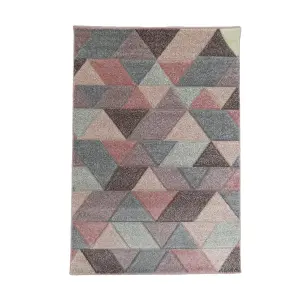 Portland Multicolour Geometric Small Rug, (L)150cm x (W)80cm