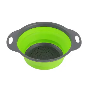 Green Collapsible Kitchen Silicone Colander Strainer Bowl