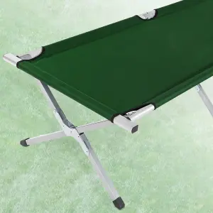 Camp Bed - foldable camping cot, 150 kg load capacity - green