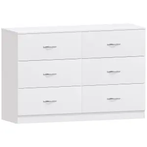 Vida Designs Riano White 6 Drawer Chest (H)800mm (W)1200mm (D)400mm