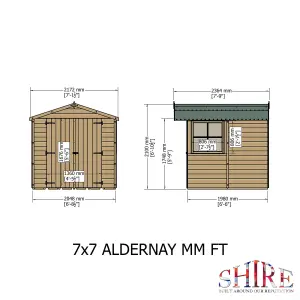 Shire 7x7 Pressure Treated Alderney Double Door Tongue and Groove Garden Shed / Workshop