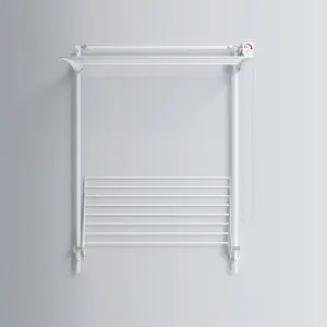 Wall Plus 100, Wall mounted upright dryer, retractable and foldable, White 108x137x52 cm Right-hand clutch