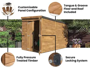 Dunster House Wooden Shed Garden Storage 1.8m x 3m Pressure Treated Window Overlord Pent