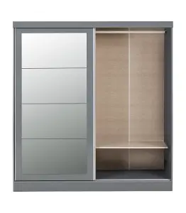 Nevada 2 Door Sliding Wardrobe with Mirror in Grey Gloss Finish