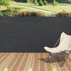 Dark Grey PVC Privacy Fence Sun Blocked Garden Screen Panel Blindfold for Balcony L 3m x H 1m