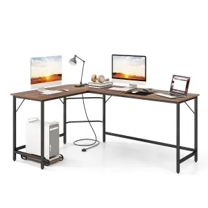 Costway L-Shaped Home Office Desk Computer Corner Desk Gaming Table with CPU Stand