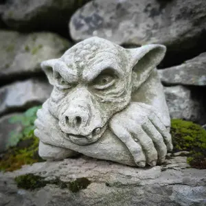 Hanging Gremlin Stone Statue Outdoor Garden Ornament British Made Gremlin Sculpture