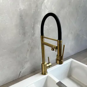 Liquida GD387BR Single Lever Multi Use Pull Out Brushed Brass Kitchen Mixer Tap