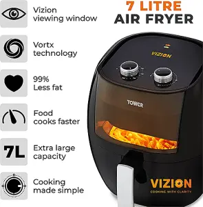 Tower Air Fryer Vizion Manual 7 Litre Black