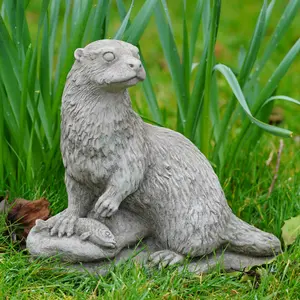 Otter Stone Statue British Made Outdoor Garden Ornament