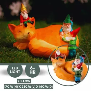 Solar Sleeping Fox Ornament Gnome Garden Home Patio Decking Flower Bed Standing