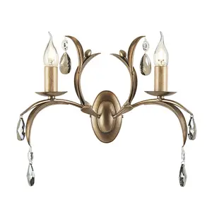 Elstead Lily 2 Light Indoor Candle Wall Light Metallic Bronze Floral Leaves Design