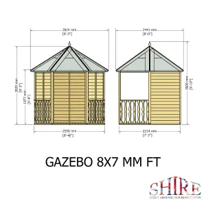 Gazebo 8x7ft with T&G roof and slatted floor