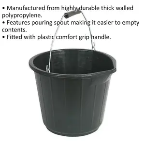 Durable 14 Litre Composite Bucket with Pouring Spout and Comfortable Grip