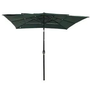 Berkfield 3-Tier Parasol with Aluminium Pole Green 2.5x2.5 m