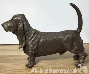 Basset Hound figurine in solid cold cast bronze, dog lover home decoration