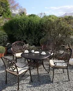 Set of 4 Garden Chairs with Cushions ANCONA Metal Dark Brown