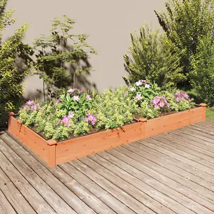 Berkfield Garden Raised Bed with Liner Brown 240x120x25 cm Solid Wood Fir