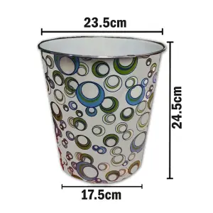 MantraRaj 7.7 Litre Plastic Waste Paper Basket Bin Open-Top Round Trash Can Lightweight Recycling Rubbish Bin (Retro)