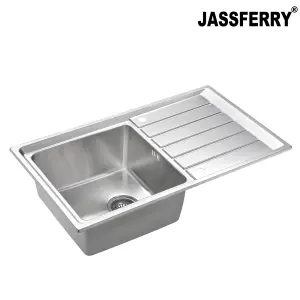 JASSFERRY Stainless Steel Kitchen Sink Como Single Bowl Inset Reversible Drainer