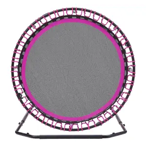 48in Bungee Cords Foldable Round Trampoline with Adjustable U-Handle Bar in Pink for Indoor Outdoor