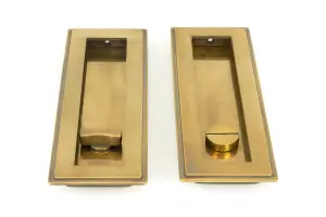 From The Anvil Aged Brass 175mm Art Deco Rectangular Pull - Privacy Set