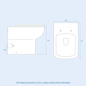 Modern 500mm Back To Wall WC Toilet Unit Gloss White Space Saving