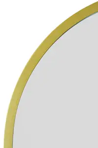 MirrorOutlet Arcus - Gold Metal Framed Arched Garden Wall Mirror 47" X 23.5" (120CM X 60CM)