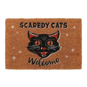 Something Different Scaredy Cats Welcome Door Mat Natural/Black/White (One Size)