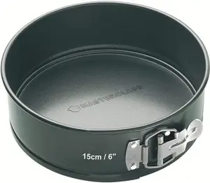 Masterclass 15 cm Springform Cake Tin With Loose Base And PFOA Non Stick, Robust 1 mm Carbon Steel, 6 Inch Small Round Pan, Grey