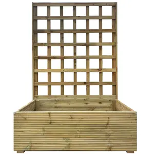 Deluxe Decking Planter with Trellis Ruby Stylish Wooden Garden Planter