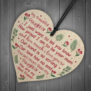 Red Ocean Daughter Gifts From Mum and Dad Daugher Gifts Birthday Or Christmas Wood Heart