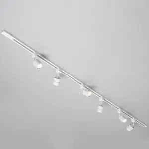 Litecraft Soho White 6 Head 2m Straight Kitchen Ceiling Light with LED Bulbs