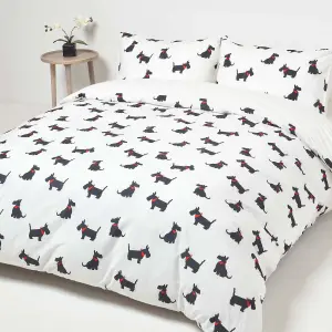 Homescapes Scottie Dog Digitally Printed Cotton Duvet Cover Set, Super King