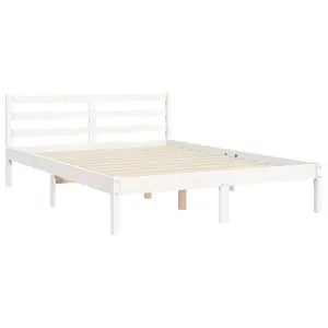 Berkfield Bed Frame with Headboard White 140x190 cm Solid Wood