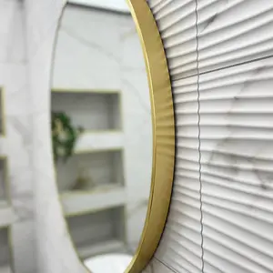 Brushed Brass 800mm x 800mm Plain Round Frame Mirror (13628)