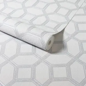 Arthouse Luxe Origin White/Silver Wallpaper