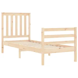 Berkfield Bed Frame with Headboard Small Single Solid Wood