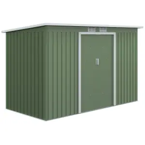 Outsunny 9 x 4FT Outdoor Metal Frame Garden Storage Shed w/ 2 Door, Green