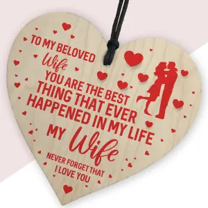 Red Ocean Wife Gifts From Husband For Birthday Valentines Anniversary Wooden Heart Love Romantic Gift For Wife