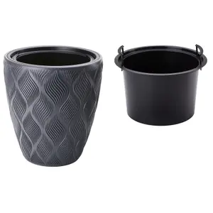 Round Tall Plant Pot Elegant Large Flower Indoor Outdoor Garden Planters Flow Anthracite H 32cm x D 29cm