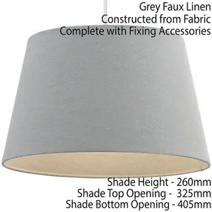 16" Inch Round Tapered Drum Lamp Shade Grey Linen Fabric Cover Simple Elegant