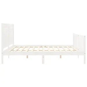 Berkfield Bed Frame with Headboard White 200x200 cm Solid Wood