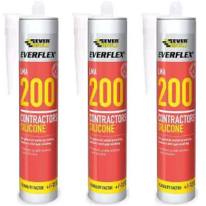 Everbuild Everflex 200 Contractors LMA Silicone Sealant, White 295 ml (Pack Of 3)