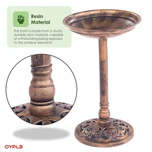 Oypla Traditional Ornamental Pedestal Garden Water Bird Bath (Bronze)