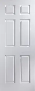 6 panel Unglazed Contemporary White Woodgrain effect Internal Fire door, (H)1981mm (W)762mm (T)35mm