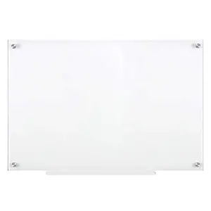 Dry Wipe Frameless Glass Whiteboard 45cm x 60cm Dry Erase Non Magnetic White